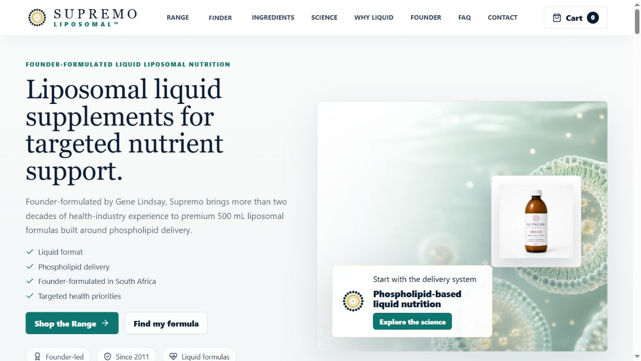 Supremo Liposomal online store homepage